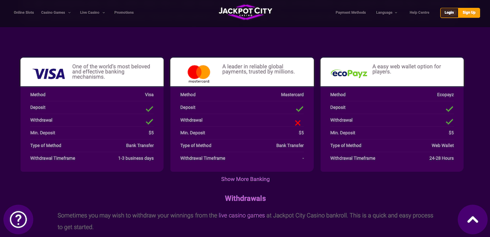 jackpotcity-casino-payment-methods