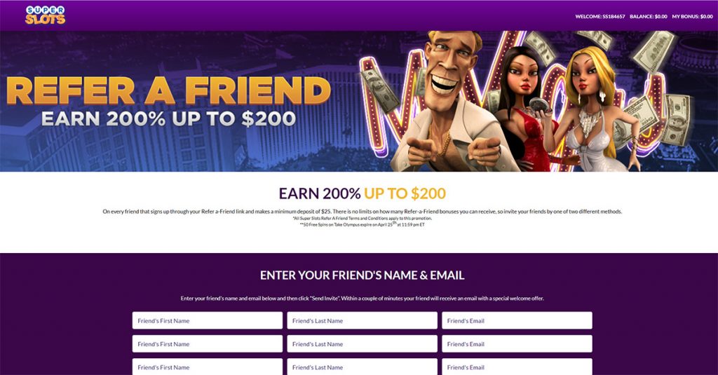 Super Slots Casino - Refer a Friend Earn 200% up to $200

