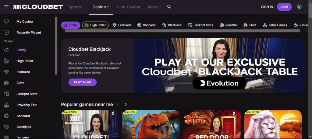 Cloudbet-Casino-Homepage