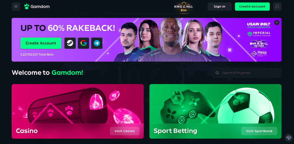 gamdom-casino-homepage