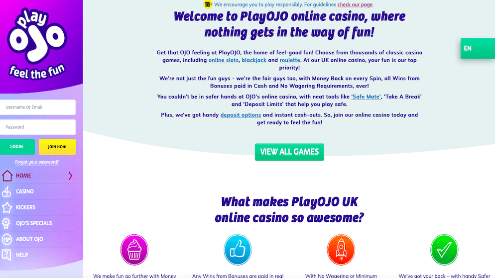 Play OYO Casino - Home Page