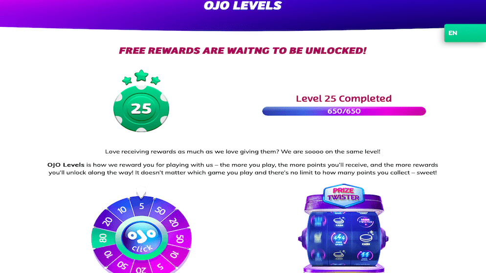 Play OYO Casino - Levels
