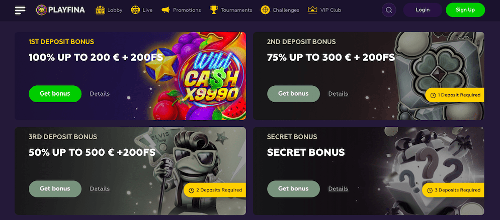 playfina casino - bonuses