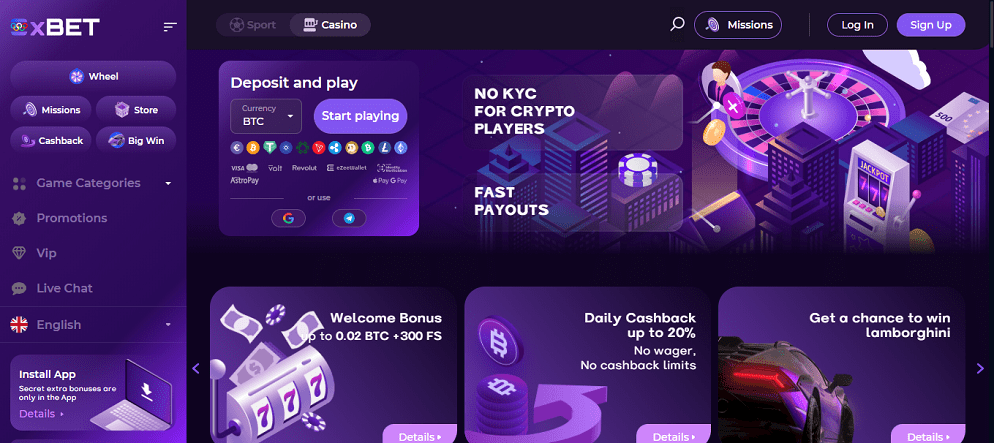 0x-Bet-Casino-Home