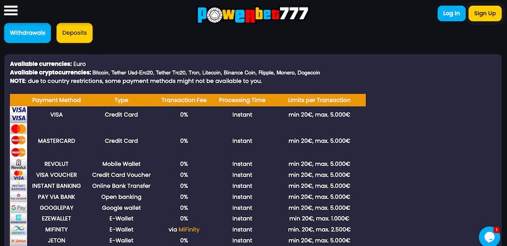 Powerbet777-payments
