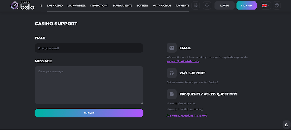 Casino-Bello-customer-support