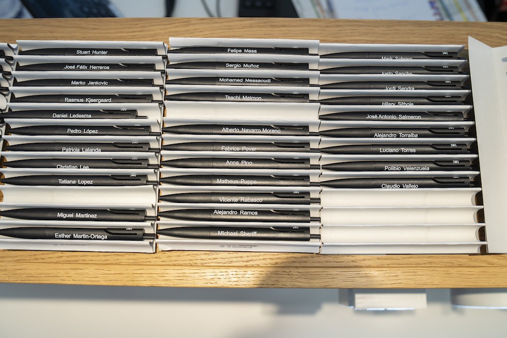 Personalized pens for distinguished attendees and speakers at the 2025 Gaming in Spain Conference, highlighting the professional organization of the event.