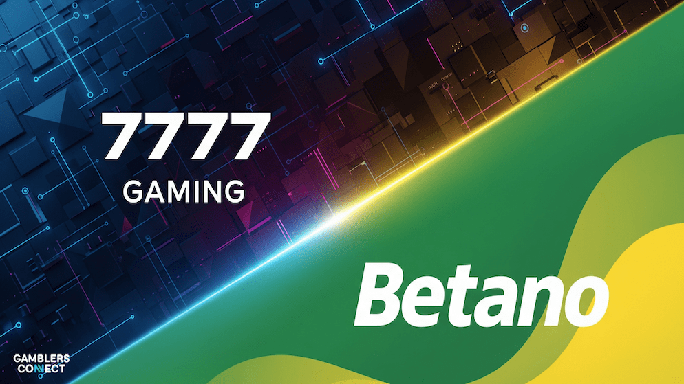 A  graphic representing the partnership between 7777 Gaming and Betano in the Brazilian iGaming market, with their names displayed over a modern digital design with the colors of the Brazilian flag.