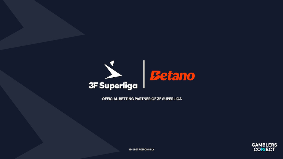 An announcement graphic for the new partnership between sports betting operator Betano and Denmark's top football division, the 3F Superliga.