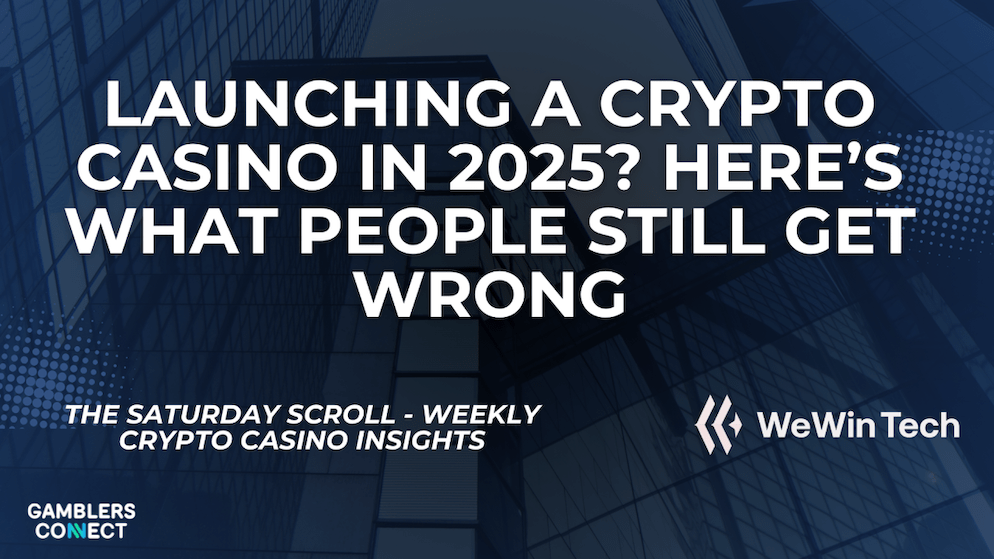 A graphic for WeWin Tech's guide on common errors people make when starting a new crypto casino in 2025.
