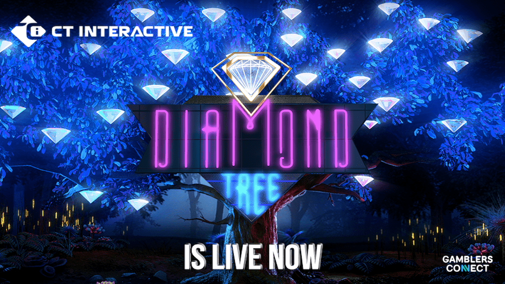 The official art for CT Interactive's Diamond Tree Jackpot, a system that features 10 slot titles and three progressive levels designed to increase player retention.