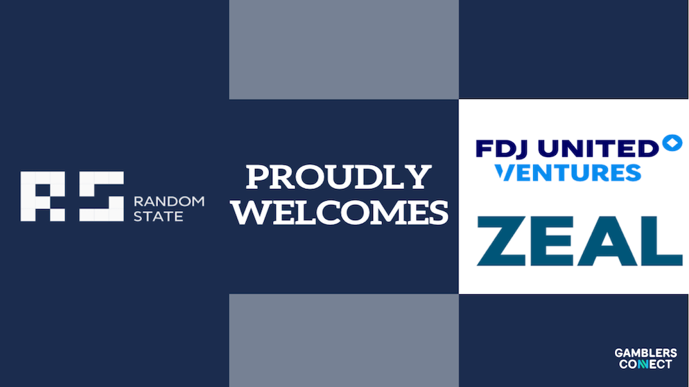 The official announcement graphic for the strategic partnership between Random State, FDJ United Ventures, and Zeal Network, aimed at fostering innovation in the iLottery sector.