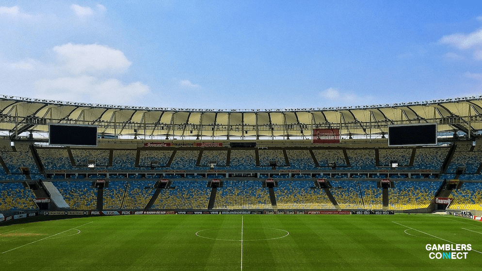 A view inside a major Brazilian football stadium, representing the passionate fan base that drove high betting stakes on matches involving Brazilian clubs like Flamengo during the Club World Cup.