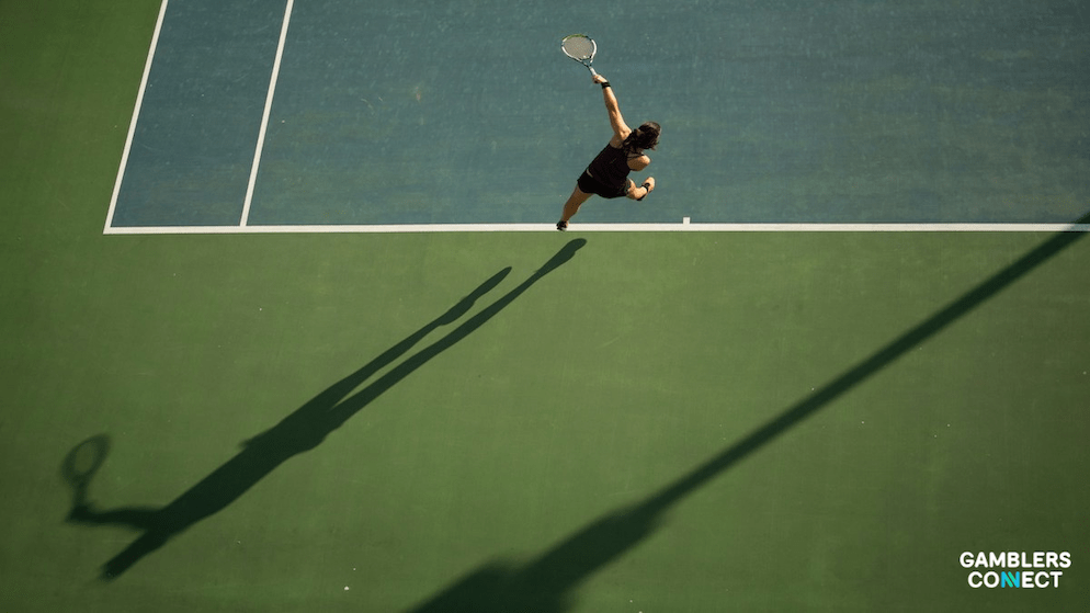 A tennis player on court, illustrating the focus of the KSA's latest enforcement action against operators ZEbetting and Betca for offering banned betting markets.