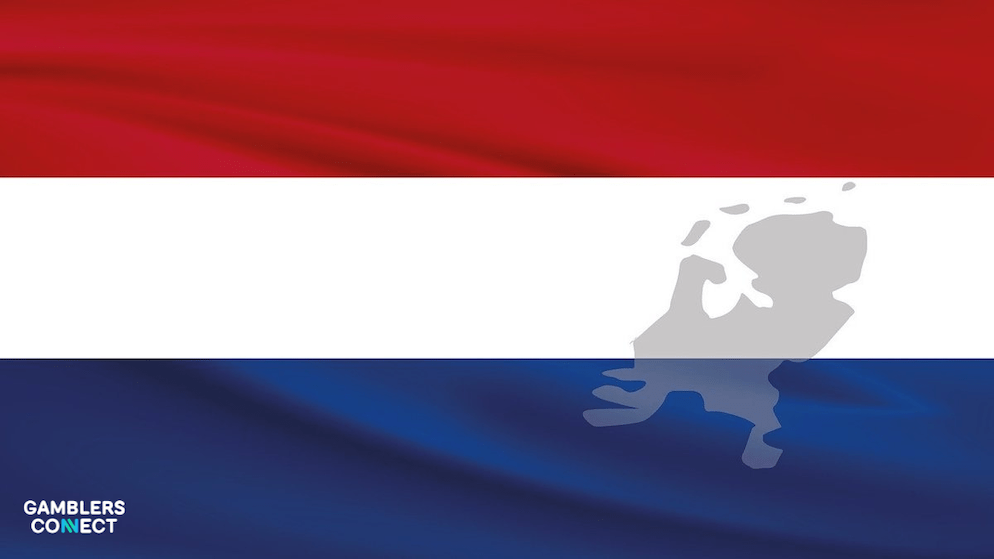 The Dutch national flag with a subtle map of the Netherlands, representing the jurisdiction where the KSA is cracking down on illegal iGaming advertising.