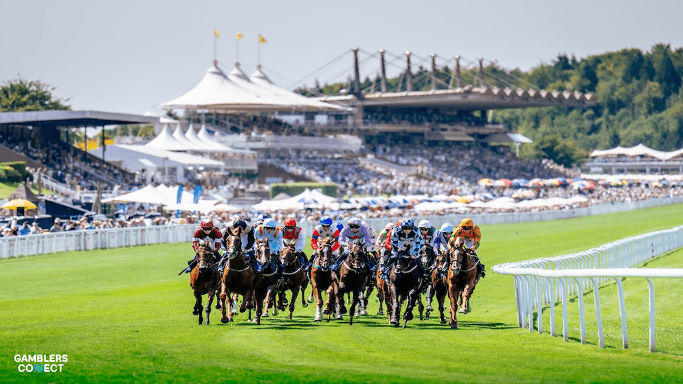The official logo for the 2025 Qatar Goodwood Festival, also known as 'Glorious Goodwood,' one of the premier events in the horseracing calendar.