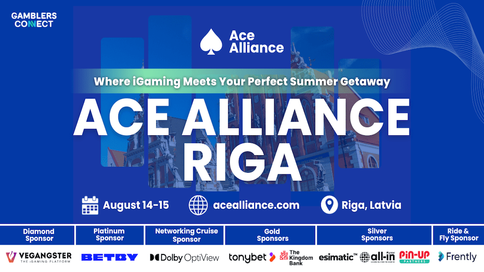 Event advertisement for Ace Alliance Riga, emphasizing the vibrant atmosphere and opportunities to connect with key iGaming decision-makers from top affiliates and brands.