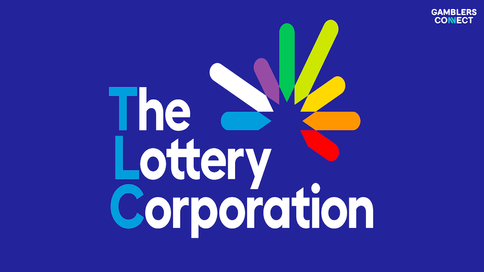The official logo for The Lottery Corporation, an Australian lottery operator, featuring the company name against a blue background with a colorful brand mark.