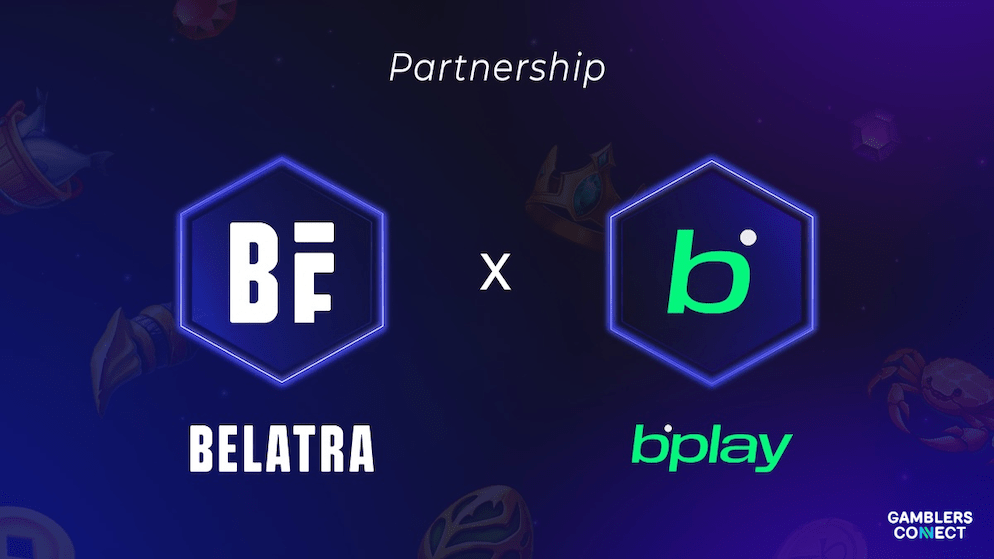 The Belatra Games logo and the bplay logo side-by-side, signifying their collaboration to bring Belatra's slot games to bplay's platform in Latin America.