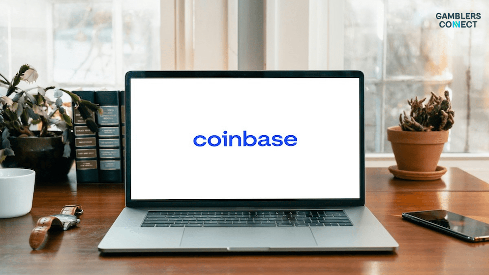 A laptop showing the Coinbase logo, representing the platform's strategic move to diversify its offerings beyond cryptocurrency trading.