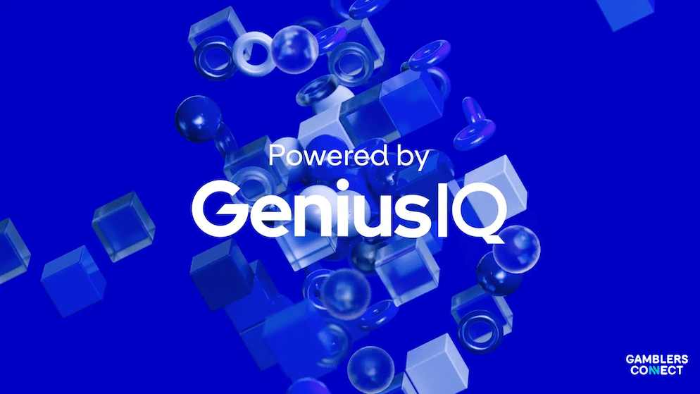The GeniusIQ logo, highlighting the AI-powered system that will provide tracking, officiating analysis, and fan engagement tools across European football stadiums as part of the Genius Sports partnership.