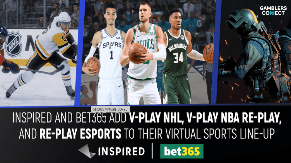 A screenshot of the V-Play NHL virtual sports game in action, demonstrating the realistic graphics and user interface available on bet365.