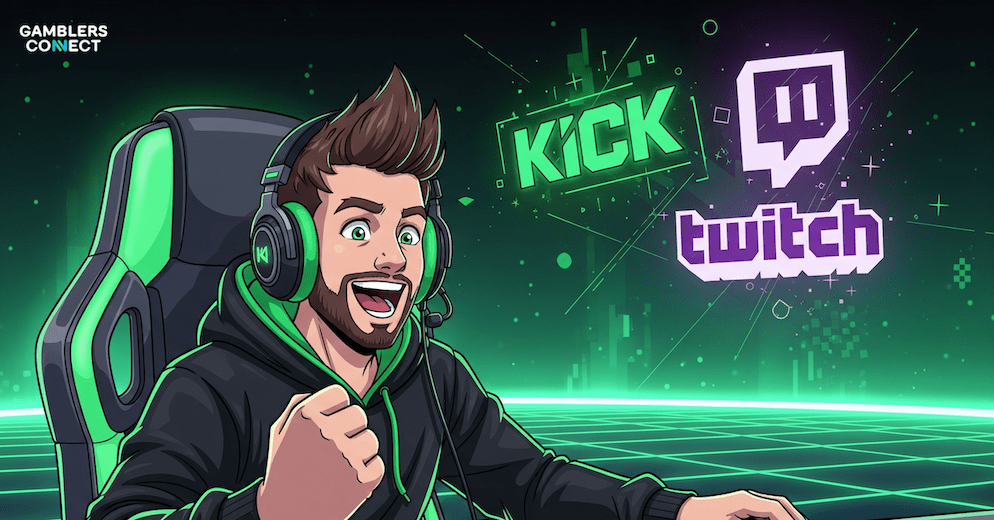 An illustration of n3on, a controversial streamer, with the logos of Kick and Twitch in the background, symbolizing his current net worth from Kick and his earlier presence on Twitch, relevant to discussions of his career trajectory.