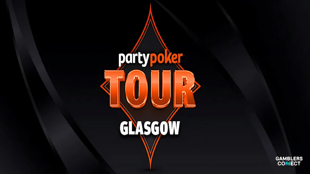 A promotional banner for the PartyPoker Tour's stop in Glasgow, which attracted a massive field and featured several high-profile players.