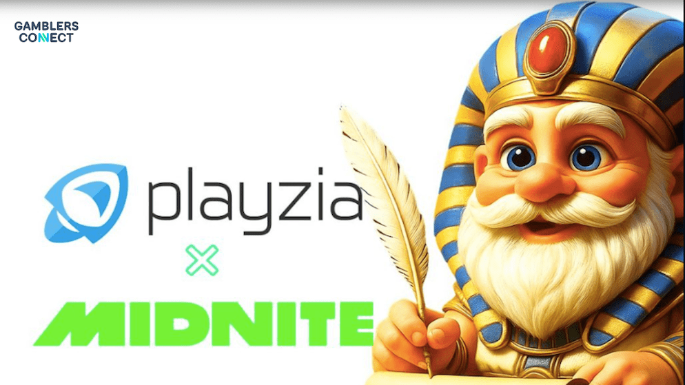 The Playzia and Midnite logos shown together, illustrating their strategic partnership for game distribution in the regulated UK iGaming sector.
