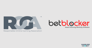 The official logos of the Responsible Online Gaming Association (ROGA) and the charity BetBlocker, displayed together to represent their new partnership to promote responsible gaming and offer free blocking software in the United States.