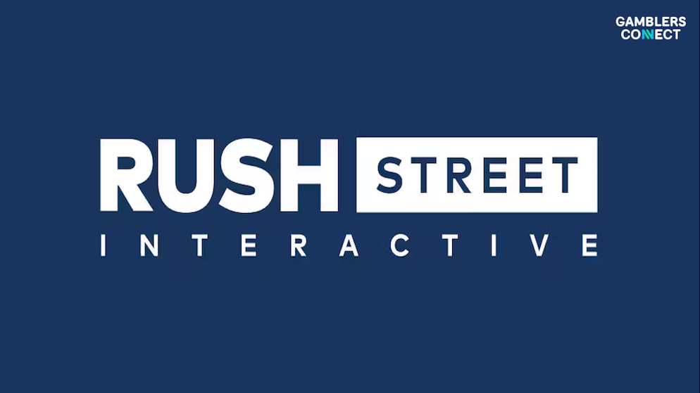 The official logo for Rush Street Interactive (RSI), representing the company's strong Q2 2025 financial report showing significant revenue growth.