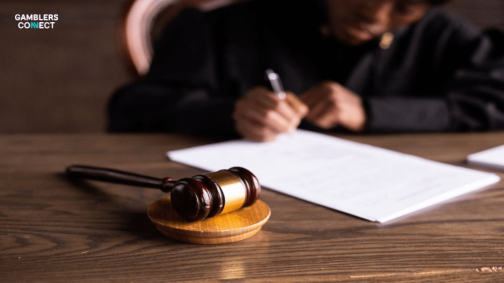 A graphic featuring the Indian flag and a legal gavel, symbolizing the ongoing legal and regulatory debate over the country's online gaming laws.