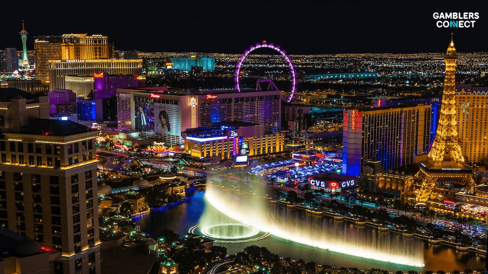 The Las Vegas Strip at night, which contributed $652.1 million to Nevada's August 2025 gaming revenue, largely driven by a significant surge in baccarat play.