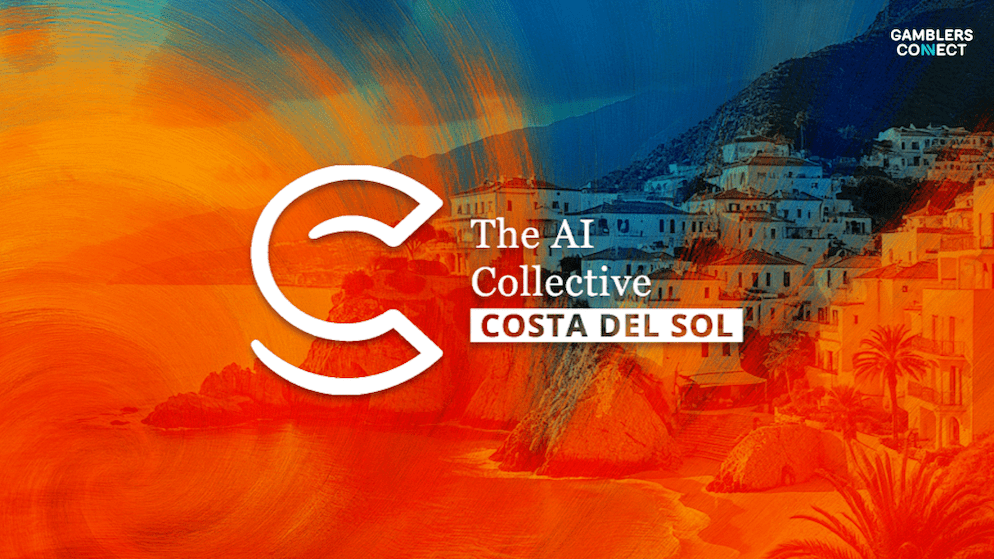 A vibrant graphic featuring the "The AI Collective Costa del Sol" text with a scenic background of the Spanish coast, promoting their upcoming event and charity night.
