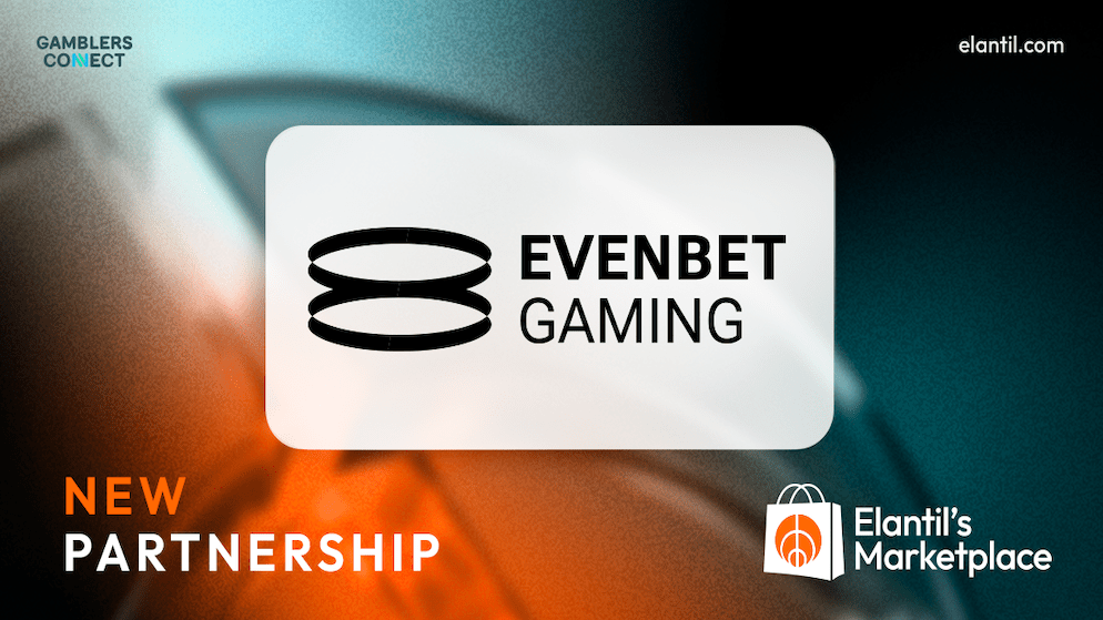 The logos of Elantil's Marketplace and EvenBet Gaming on a graphic announcing their new iGaming partnership, with the text "Endless Possibilities. Effortless Control."