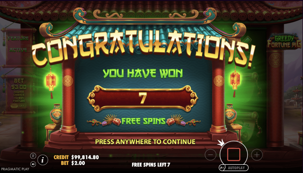 A dynamic screenshot from Greedy Fortune Pig showing multiple expanding Wild symbols on the reels, with text indicating "Expanding Wild Symbols Win Respins And Collect Prizes."