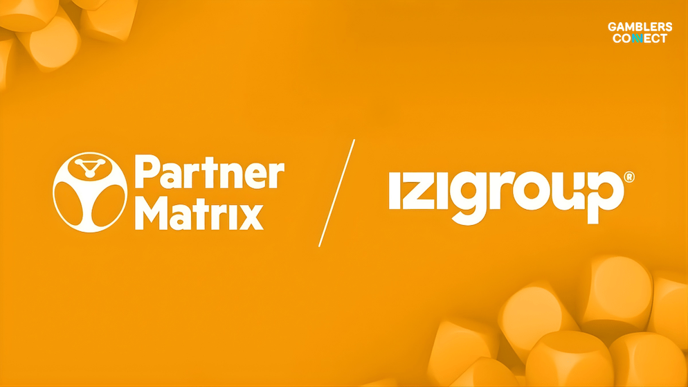 Visual representation of the collaboration between affiliate technology provider PartnerMatrix and European operator IZI Group to enhance global player acquisition.