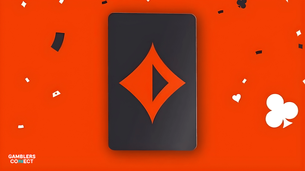 A close-up of a dark playing card featuring the vibrant orange PartyPoker diamond logo, symbolizing the brand's presence and success at the recent poker tour event.