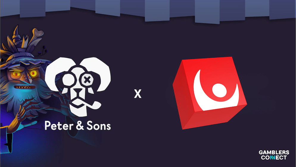 The Peter & Sons logo (a ram's head with a pipe) next to the Svenska Spel logo (a red cube with a white person icon), indicating a new iGaming partnership.