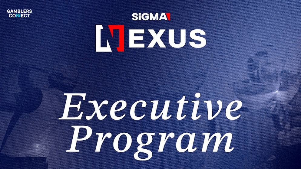 Promotional graphic for the SiGMA Nexus Executive Program, highlighting its core pillars of exclusivity, intelligence, and collaboration for industry leaders.