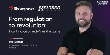 Promotional image for Slotegrator featuring Kai Botha, Commercial Director at Kalamba Games, with text "From regulation to revolution: how innovation redefines the game."