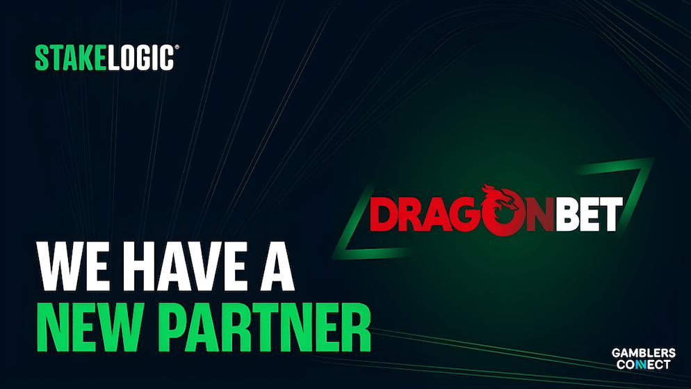 The logos of Stakelogic and DragonBet shown together to signify their new content agreement for the UK iGaming market.