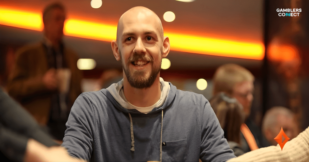 A close-up of professional poker player Stephen Chidwick, known for his analytical prowess and stoic presence at the table.