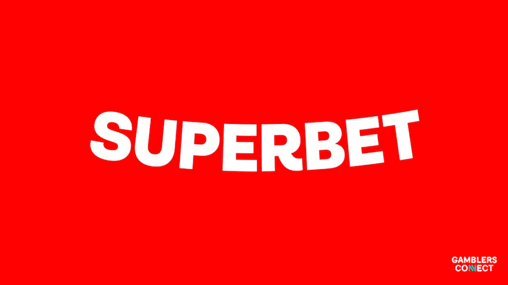The Superbet logo, featuring the company name in white, angled text on a solid red background ,Sacha Dragic.