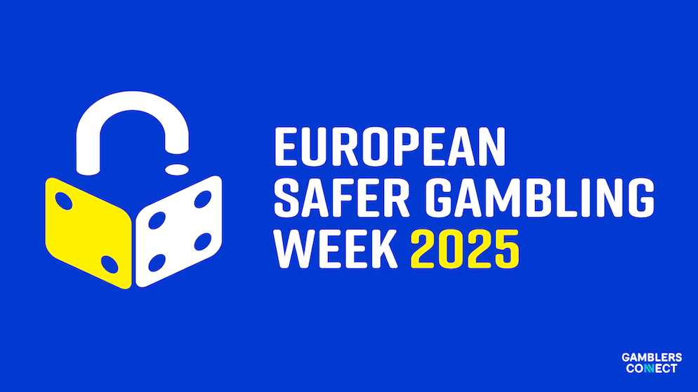 A graphic of a yellow and white dice-shaped padlock on a blue background, representing the safe gambling tools promoted during European Safer Gambling Week 2025.
