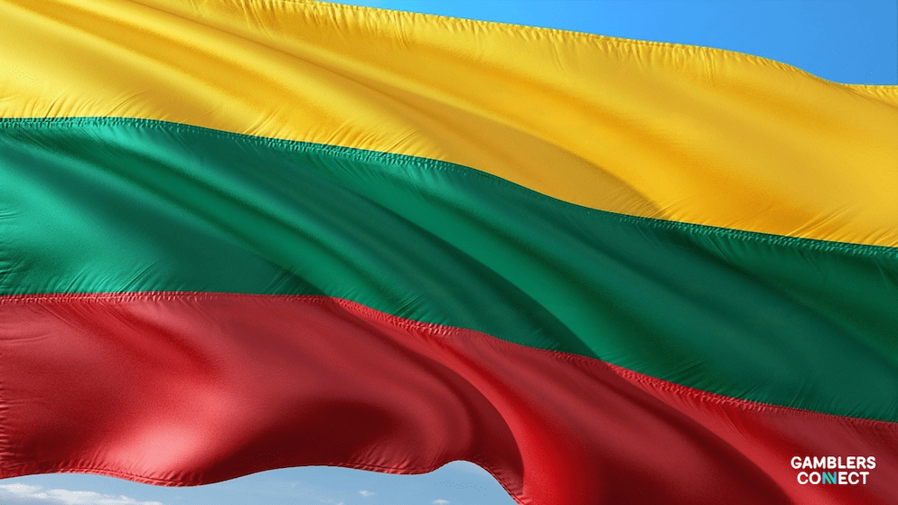 Visual of the Lithuanian and EU flags against a blue digital background, illustrating the connection between national regulations and broader European digital security measures.