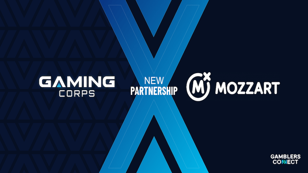 Promotional image displaying the Gaming Corps and MozzartBet logos, signifying their new content partnership for casino games across multiple markets.