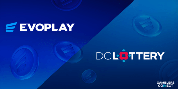 Evoplay logo next to DC Lottery logo, symbolizing their new partnership and the launch of the Adrenaline Rush game in Washington, D.C.