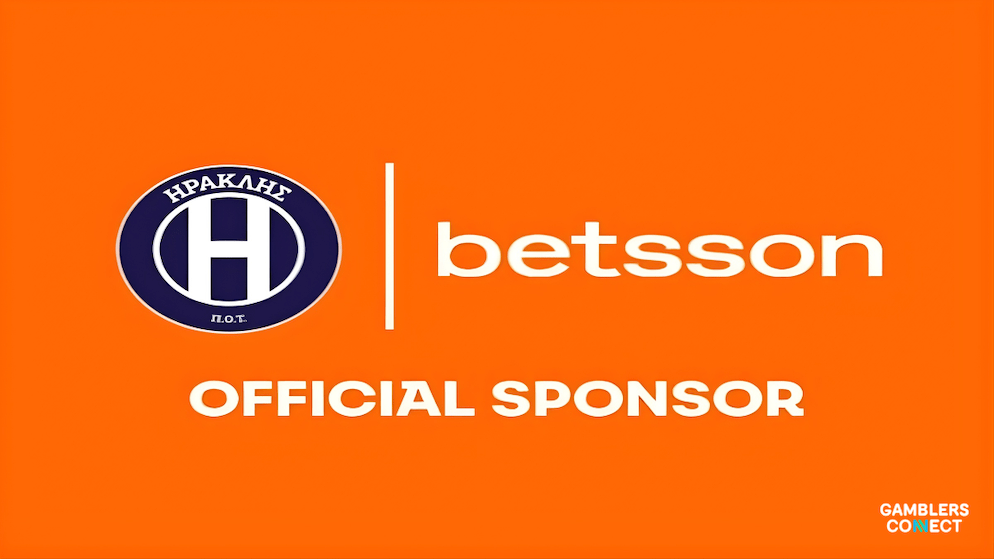 Branding graphic displaying the Iraklis FC crest next to the Betsson logo, signifying the new sponsorship agreement in the Greek Super League 2.