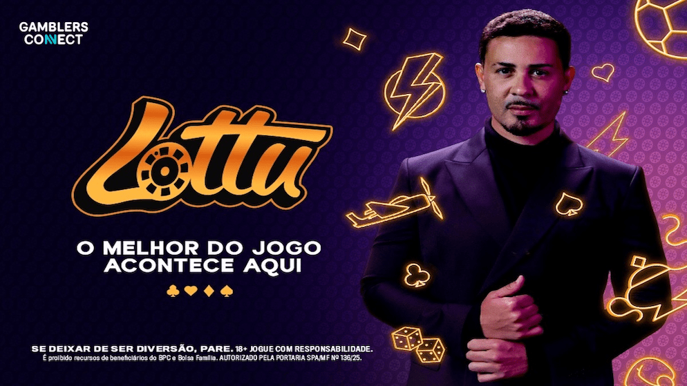 Brazilian influencer and comedian Carlinhos Maia featured in the Lottu promotional graphic, emphasizing safe and responsible fun.